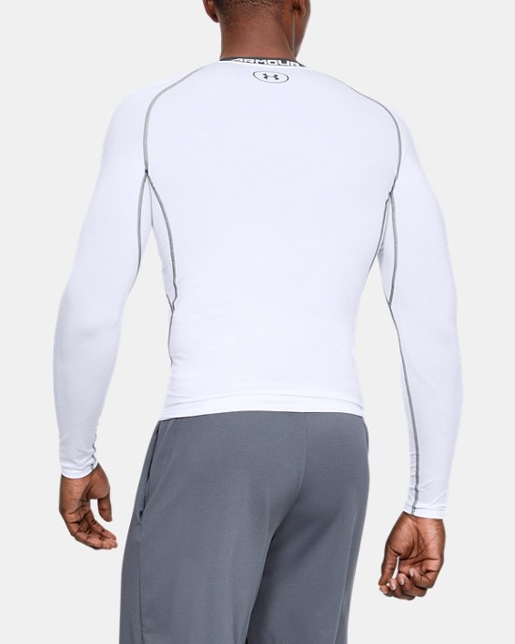 Men's UA HeatGear® Armour Long Sleeve Compression Shirt, White, pdpMainDesktop image number 1
